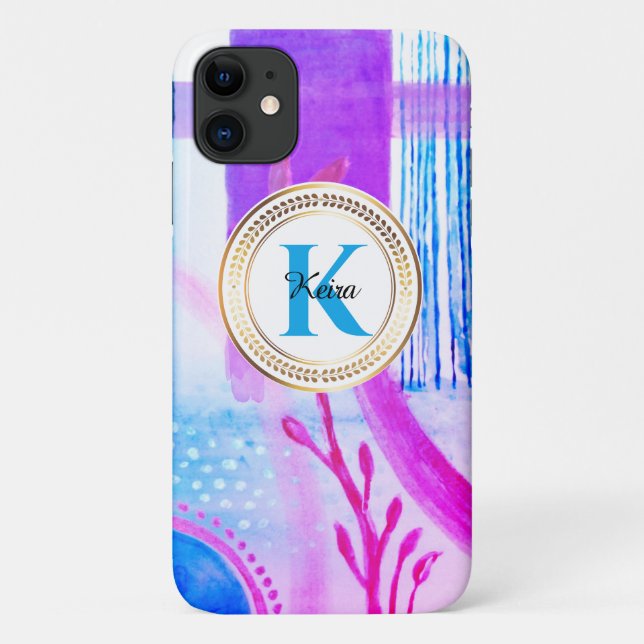 Aquamarines Personalisiertes Girly Blue Monogram T Case-Mate iPhone Hülle (Rückseite)