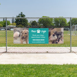 Aquamarines Pet-Business-Banner mit 2 Fotos und Lo Banner