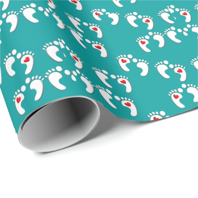 Aquamarines Podiatrist-Feet-Muster Geschenkpapier (Rolleneckpunkt)