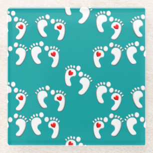Aquamarines Podiatrist-Feet-Muster Glasuntersetzer