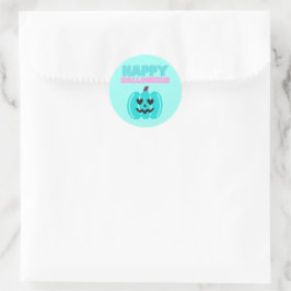 Aquamarines Pumpkin Happy Halloween Runder Aufkleber