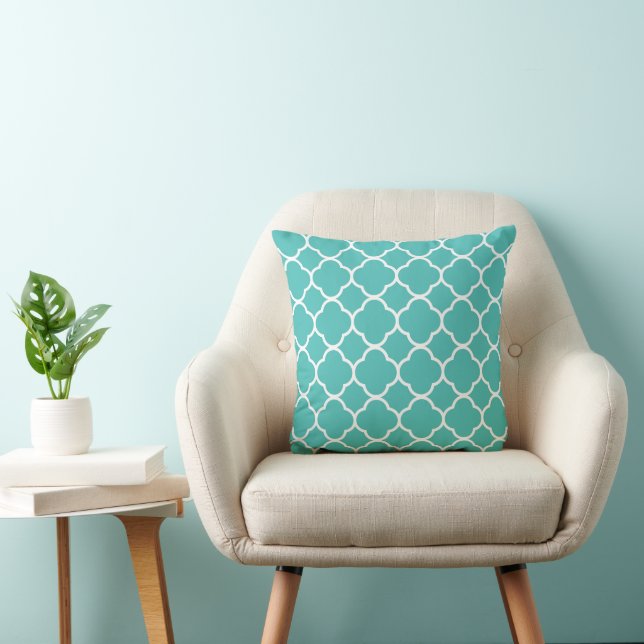 Aquamarines Quatrefolienmuster Kissen (Stuhl )