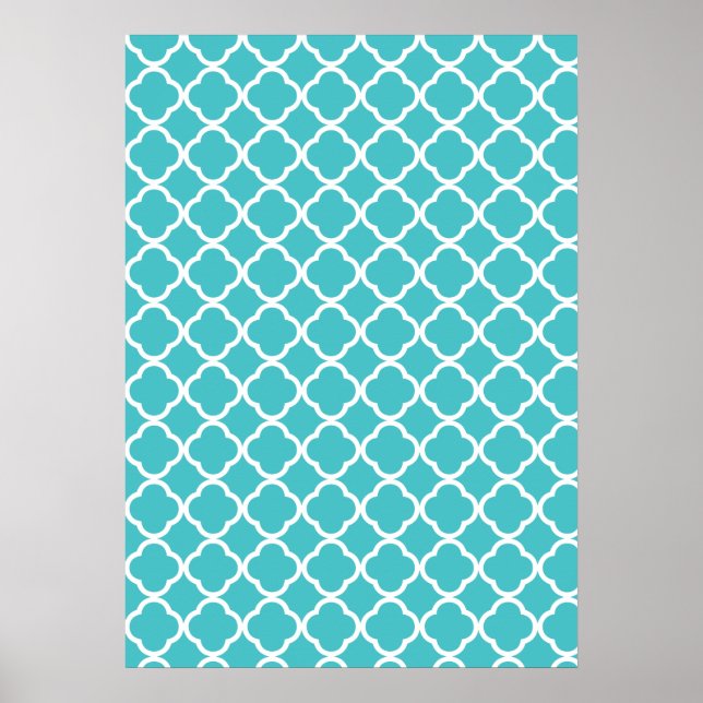 Aquamarines Quatrefolienmuster Poster (Vorne)