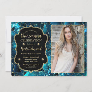 Aquamarines Quinceanera-Foto Einladung