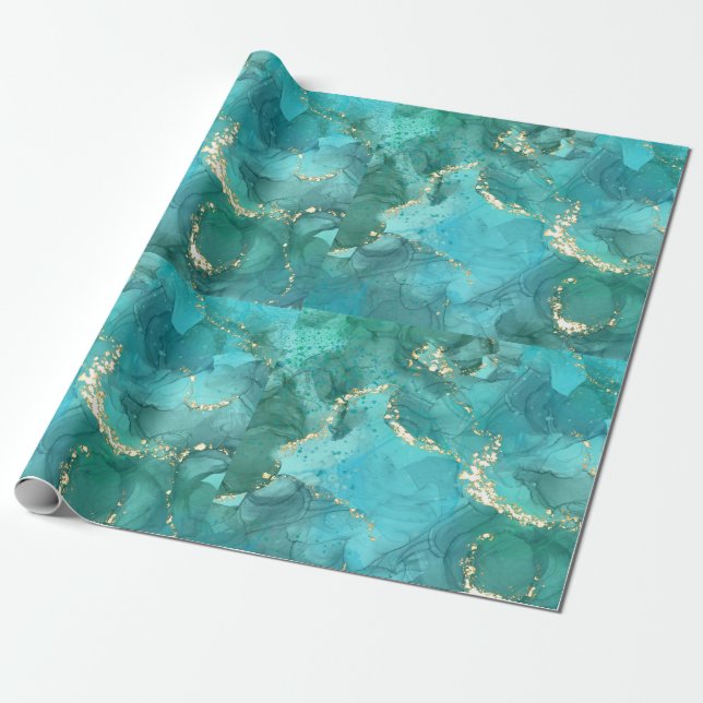 Aquamarines Reset-Design-Wrapping-Papier Geschenkpapier (Ungerollt)