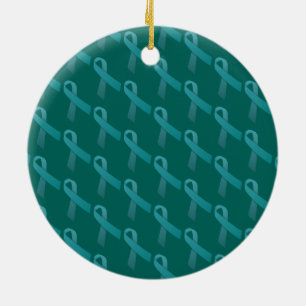 Aquamarines Ribbbons gepolstertes Muster Keramikornament