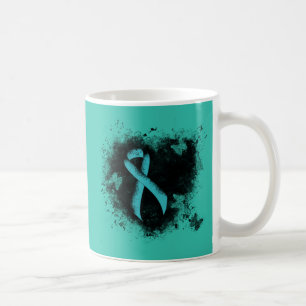 Aquamarines Ribbon Grunge Herz Kaffeetasse