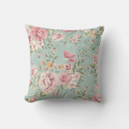 Aquamarines rosa girly mit Blumenelegantes des Kissen