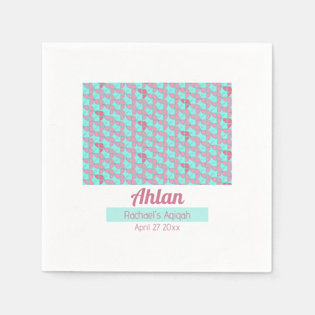 AQUAMARINES rosa Muster, Aqiqah Babydusche Serviette (Vorderseite)