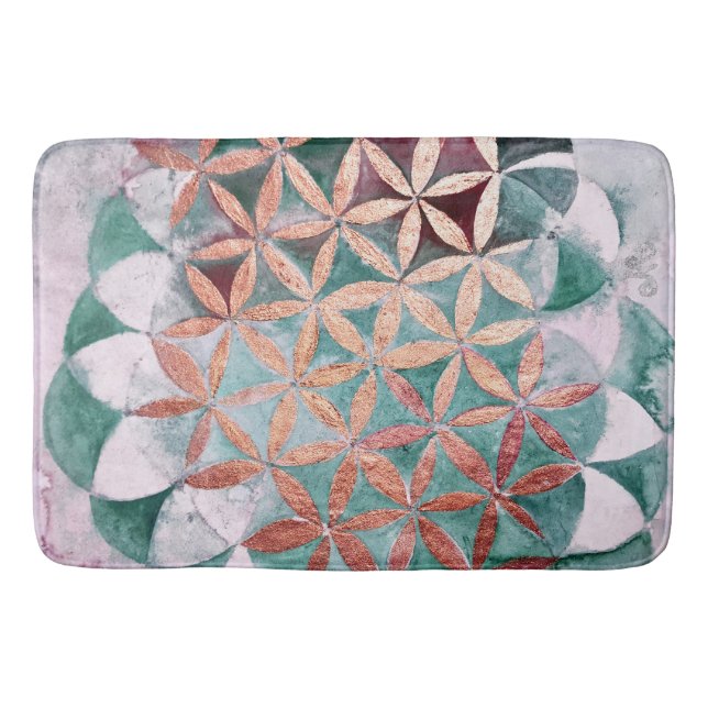 Aquamarines Rosa Pastellfarben Abstraktes Wasserfa Badematte (Vorderseite)