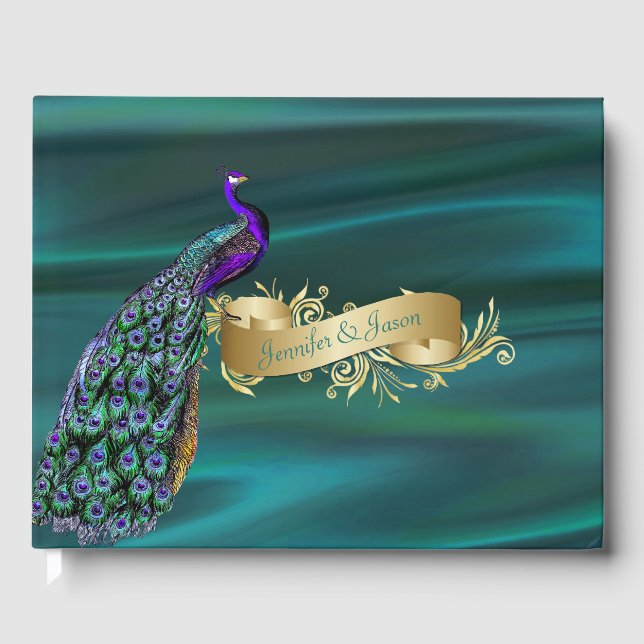 Aquamarines Satin- und Peacock-Gästebuch Gästebuch (Vorderseite)