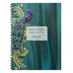 Aquamarines Satin und Peacock Wedding Guest Sign I Notizblock