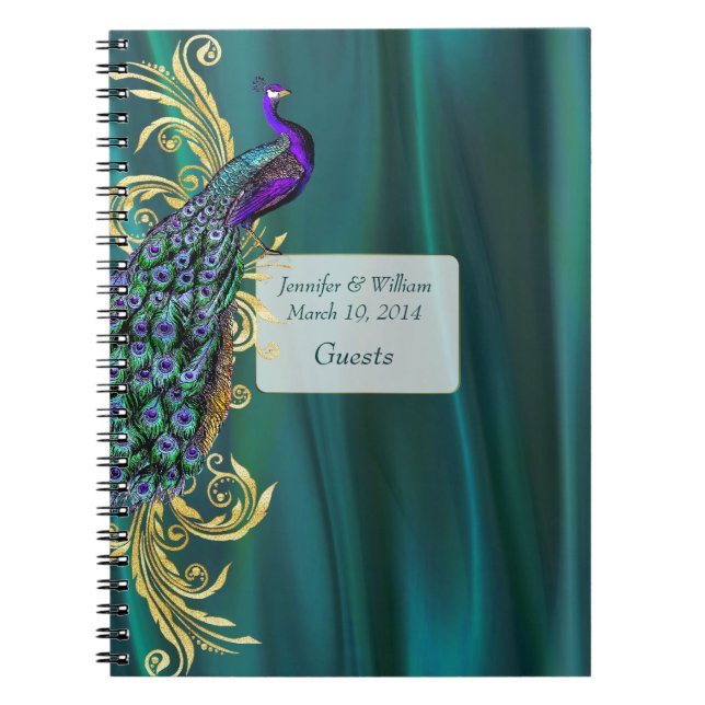 Aquamarines Satin und Peacock Wedding Guest Sign I Notizblock (Vorderseite)