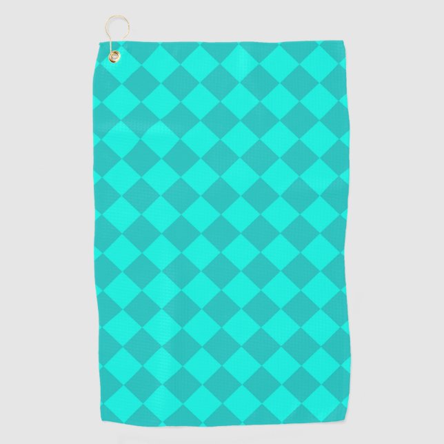Aquamarines Schachbrett Diamantmuster Golfhandtuch (Vorderseite)