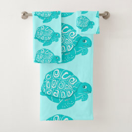 Aquamarines Schildkröte-Muster-Aqua-Tuch-Set Badhandtuch Set