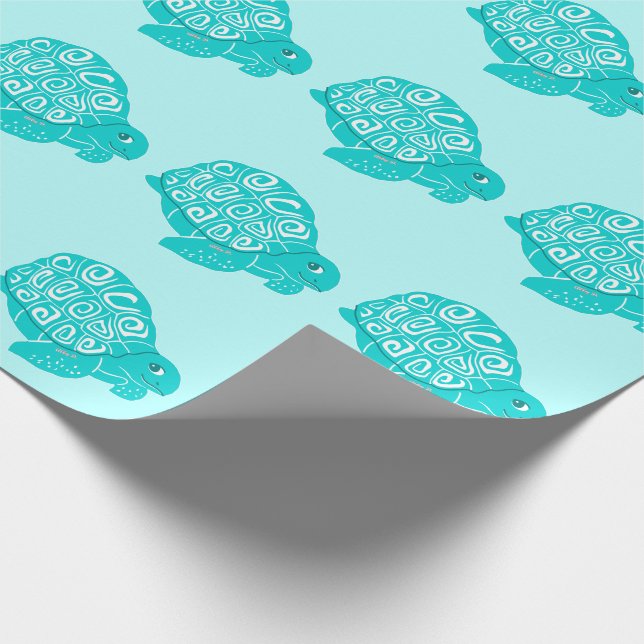 Aquamarines Schildkrötenmuster Aqua Wrapping Paper Geschenkpapier (Ecke)