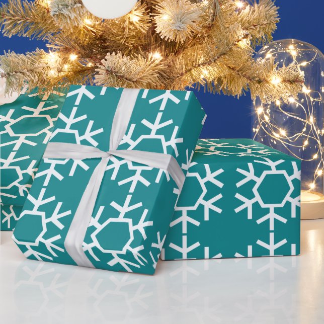 Aquamarines Schneeflockenpapier Geschenkpapier (Feiertage)