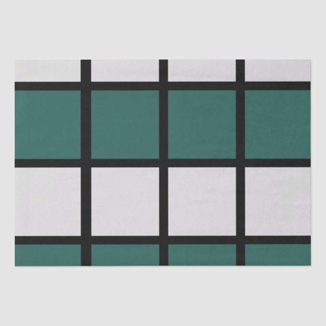 Aquamarines schwarz gekreuztes Muster Seidenpapier (Vorderseite)