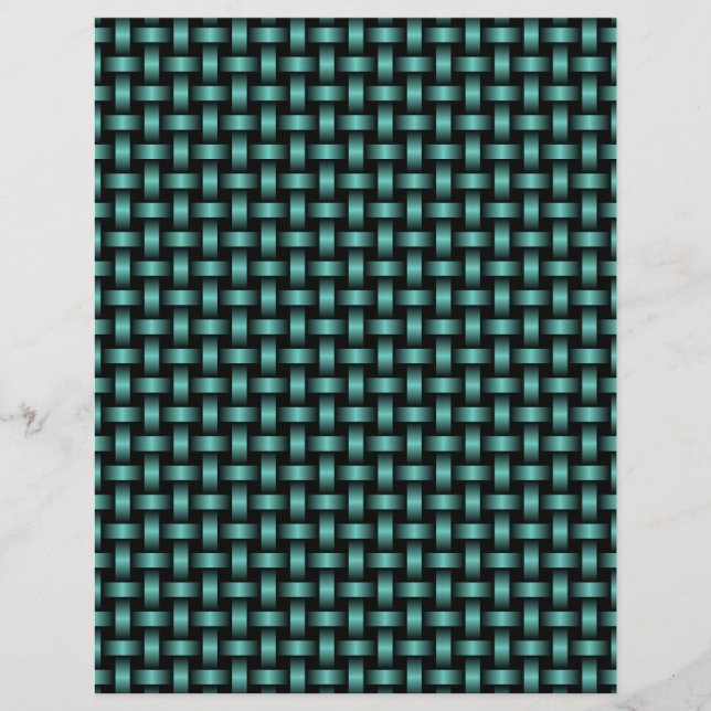 Aquamarines Schwarz-Weave-Muster Briefbogen (Vorderseite)