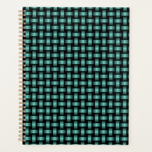 Aquamarines Schwarz-Weave-Muster Planer (Vorderseite)
