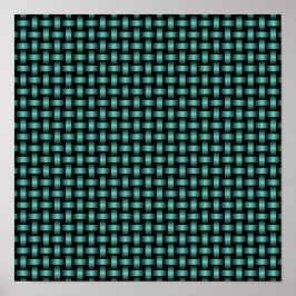 Aquamarines Schwarz-Weave-Muster Poster