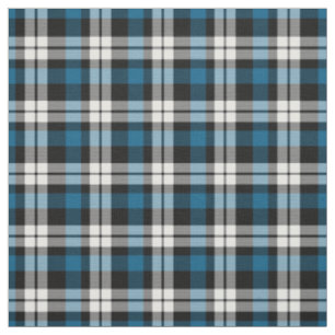 Aquamarines Schwarz-weißes Tartan-Quadrat-Muster Stoff