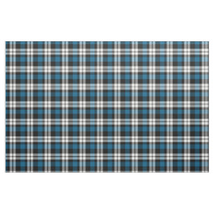 Aquamarines Schwarz-weißes Tartan-Quadrat-Muster Stoff