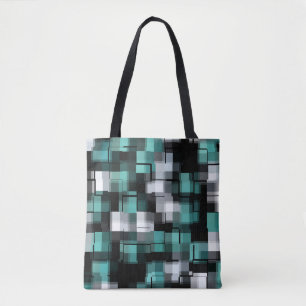 Aquamarines Schwarz-weißes Trendmuster Tasche
