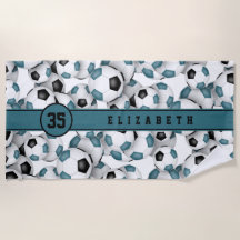 Aquamarines schwarzes Fußballmuster - Mädchenname