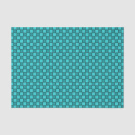Aquamarines Schwarzes Prüfbrett-Muster Seidenpapier