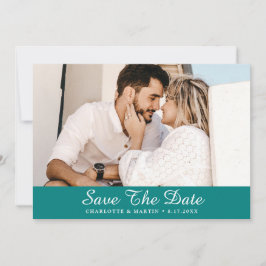 Aquamarines Script-Hochzeitungs-Foto Speichern Sie Save The Date