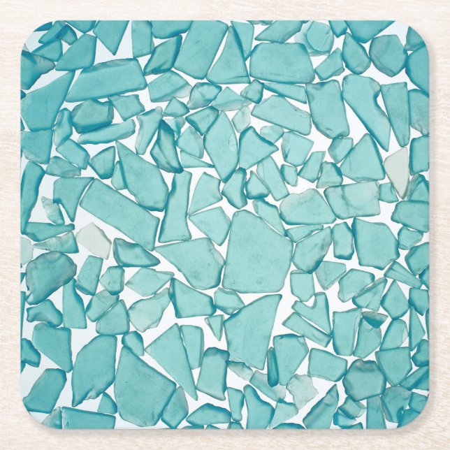 Aquamarines Seeglasseedruck Rechteckiger Pappuntersetzer (Vorderseite)