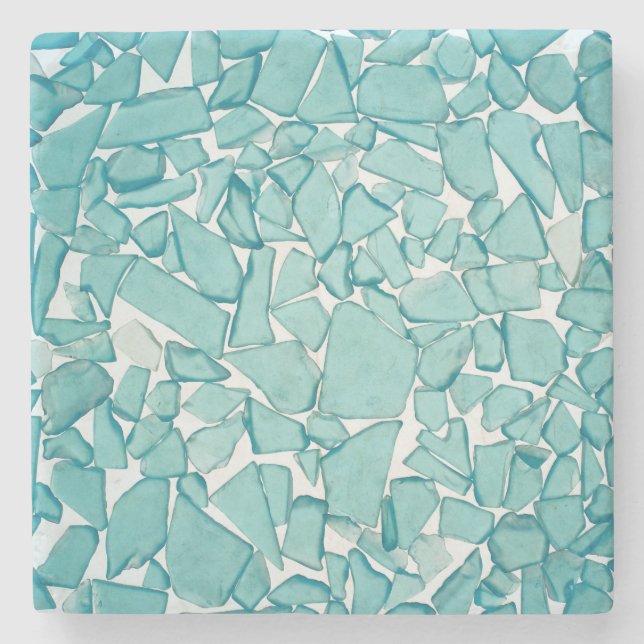 Aquamarines Seeglasseedruck Steinuntersetzer (Vorderseite)