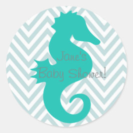 Aquamarines Seepferd Beach Theme Babyaufkleber Runder Aufkleber
