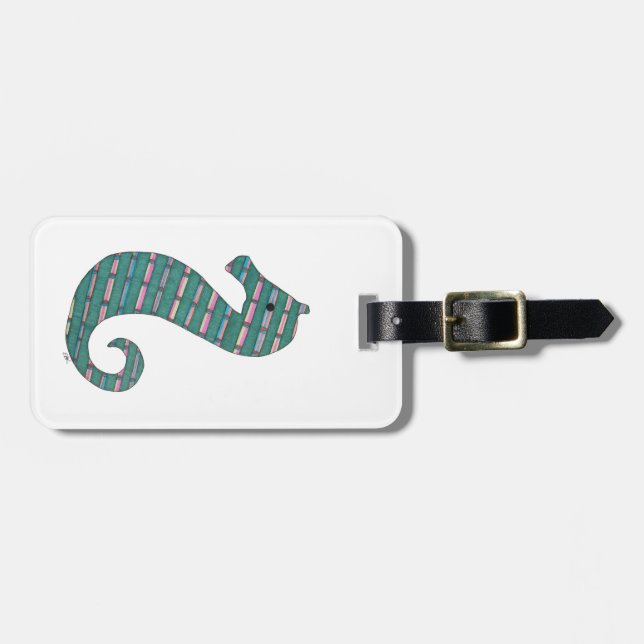 Aquamarines Seepferd Gepäckmarke Gepäckanhänger (Vorderseite horizontal)