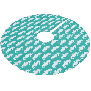 Aquamarines Seepferd Muster 1 Polyester Weihnachtsbaumdecke