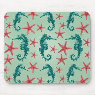 Aquamarines Seepferd Muster 2 Mousepad