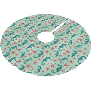 Aquamarines Seepferd Muster 2 Polyester Weihnachtsbaumdecke