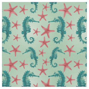 Aquamarines Seepferd-Muster 2 Stoff