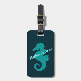 Aquamarines Seepferd personalisiert Gepäckanhänger