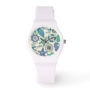 Aquamarines Seetier-Muster Armbanduhr