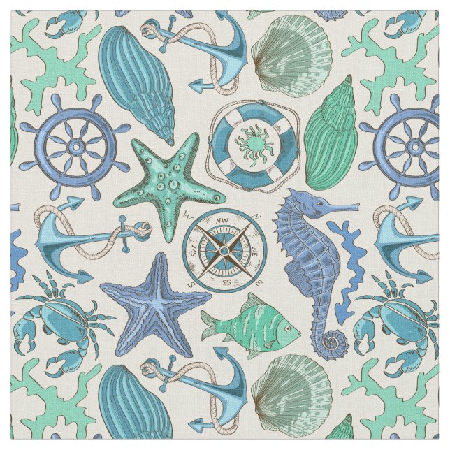 Aquamarines Seetier-Muster Stoff (Nahaufnahme)
