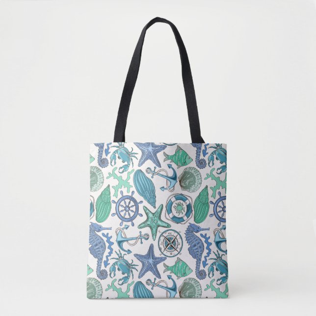 Aquamarines Seetier-Muster Tasche (Vorderseite)