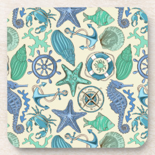 Aquamarines Seetier-Muster Untersetzer