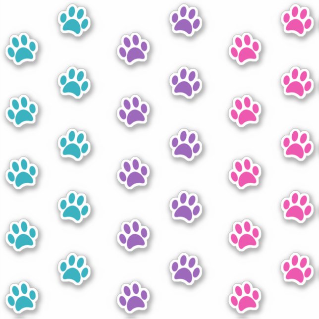 Aquamarines Set für Lila und rosa Paw-Druckspuren Aufkleber (Vorderseite)