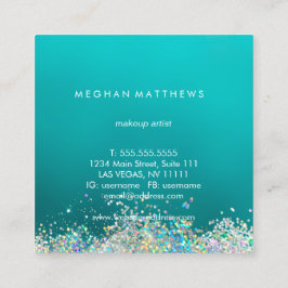 Aquamarines Silber Hübsche Glitzern Makeup Artist Quadratische Visitenkarte