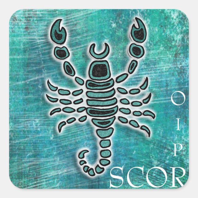 Aquamarines Skorpio Quadratischer Aufkleber (Vorderseite)