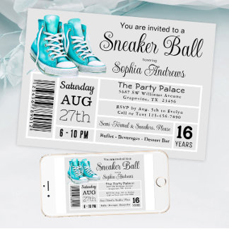 Aquamarines Sneaker Ball Geburtstagsparty Showlabe Einladung