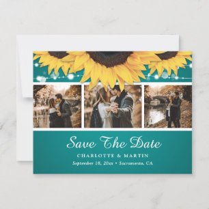 Aquamarines Sonnenblumen-Foto speichern Datumskart Save The Date