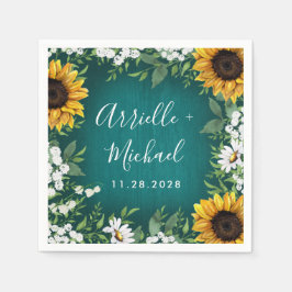 Aquamarines Sonnenblumen Land Rustikale Hochzeit N Serviette
